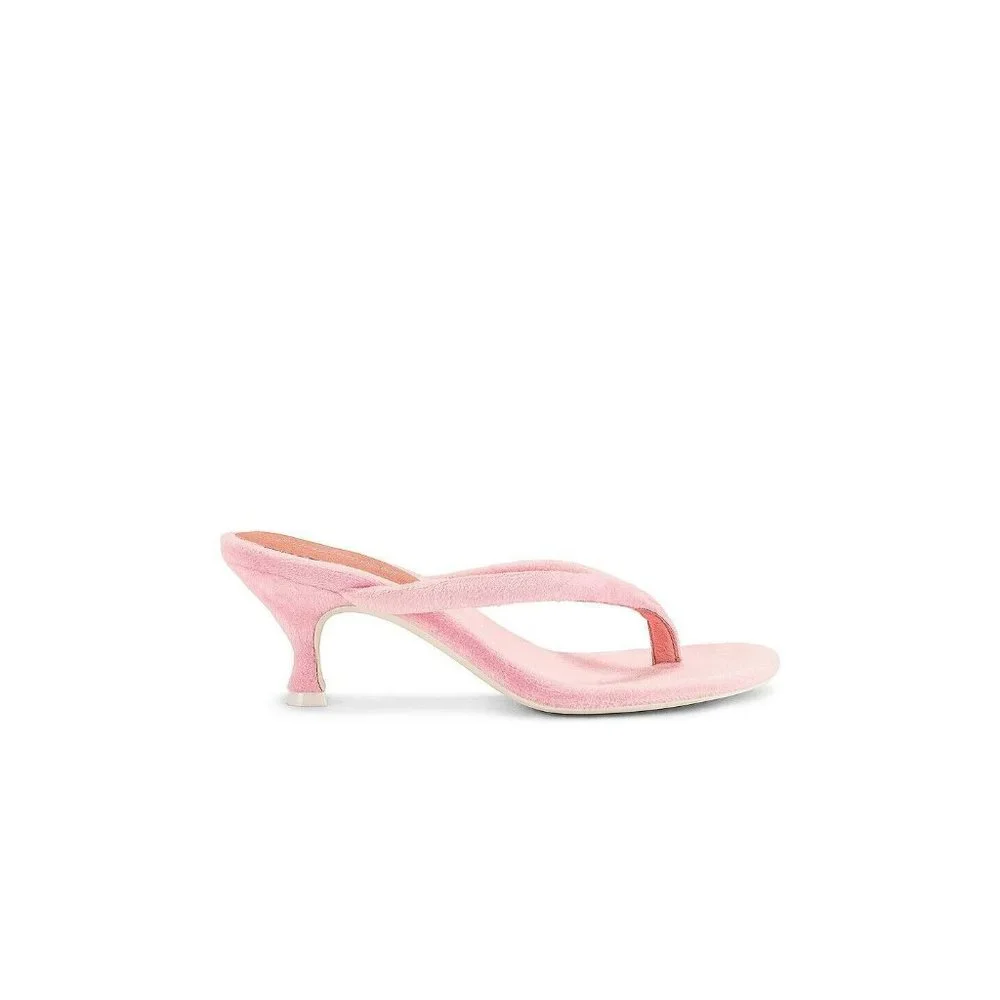 Jeffrey Campbell Brink Mules Pink Terry Cloth Heels Summer Resort 9.5 $115